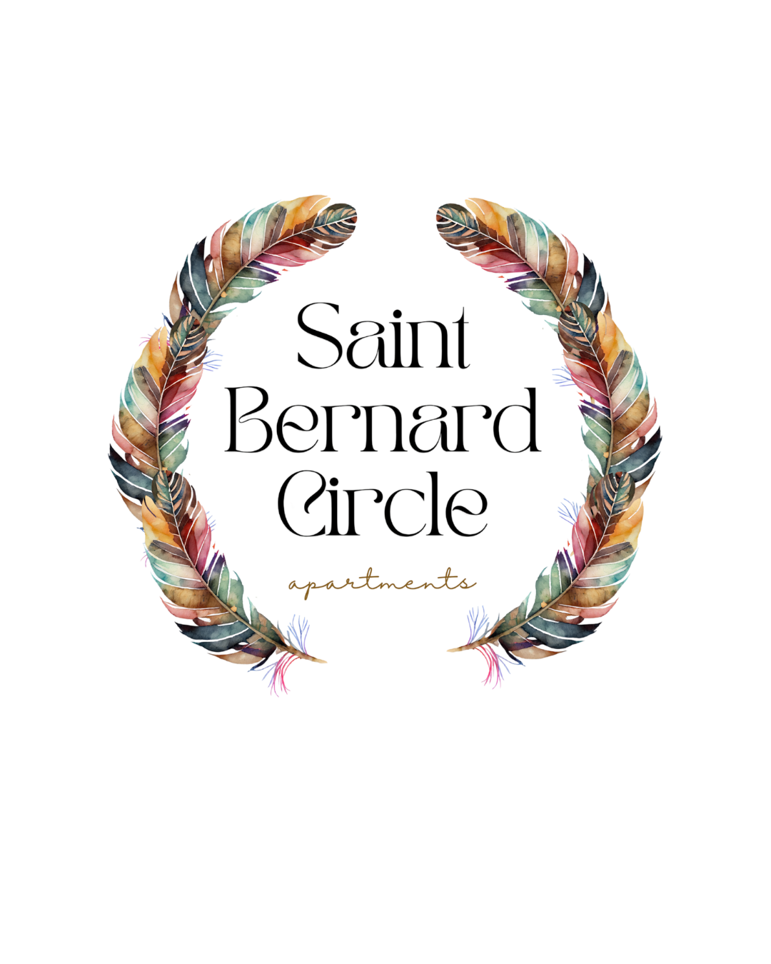 A graphic with a feathered wreath and the text "Saint Bernard Circle" and "spirituel".